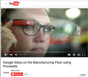 A scene from AGCO's YouTube video describing how Google Glass has been integrated into manufacturing operations