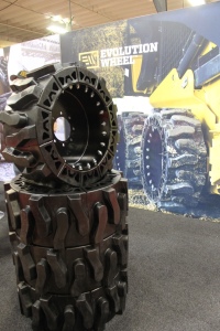 A new design for skid-steer tires from Evolution Wheel in Winnipeg.